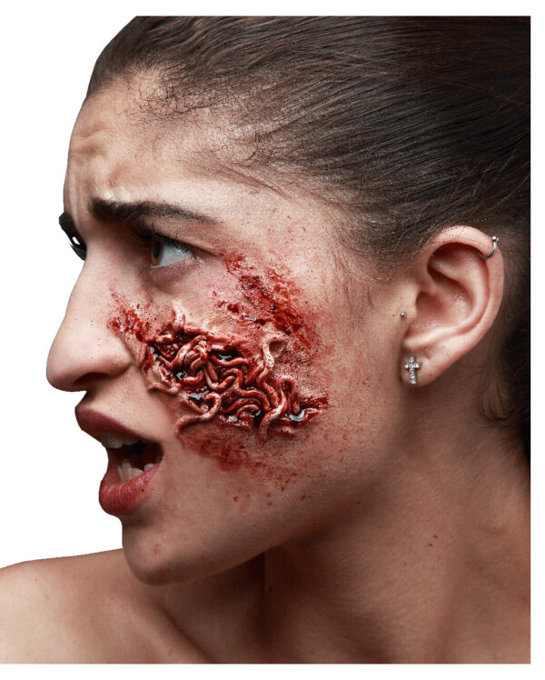 Blutige Würmer Latexwunde Halloween Make-up