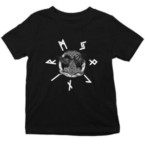 Quattro Formatee Kurzarmshirt "Rabe Thor Hammer Keltische Runen Kinder T-Shirt" (1-tlg)