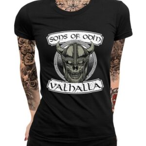 Quattro Formatee Kurzarmshirt "Sons of Odin Valhalla Vikings Totenkopf Damen" (1-tlg)