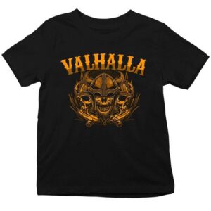 Quattro Formatee Kurzarmshirt "Vikings Valhalla Totenköpfe gehörnte Helme Äxte" (1-tlg)