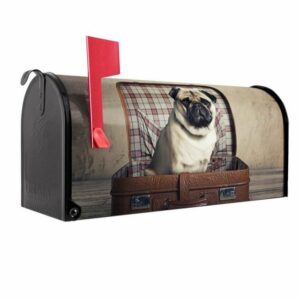 banjado Amerikanischer Briefkasten "Mailbox Mops im Koffer" (Amerikanischer Briefkasten, original aus Mississippi USA), 22 x 17 x 51 cm