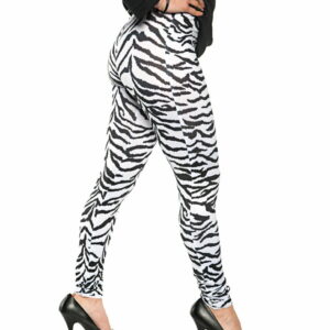 80s Zebra Leggings Weiß als Mix & Match Kostüm S/M