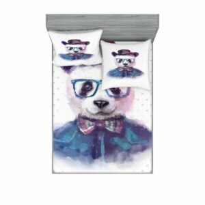 Bettwäsche bedrucktes 3-teiliges Bettwäscheset, Abakuhaus, Microfaser, Lustig Hipster Panda mit Krawatte