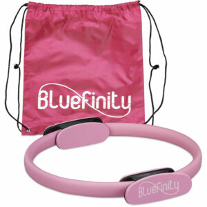 Bluefinity Pilates Ring mit Übungen, Doppelgriff, gepolstert, Widerstandsring Yoga, Fiberglas, Fitness Ring Ø 37cm, pink
