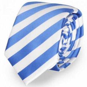 Fabio Farini Krawatte gestreifte Herren Schlips in 6cm oder 8cm Breite (ohne Box, Gestreift) Schmal (6cm), Blau/Weiß