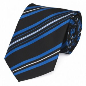 Fabio Farini Krawatte gestreifte Herren Schlips in 6cm oder 8cm Breite (ohne Box, Gestreift) Schmal (6cm), Royalblau/Blau/Weiß