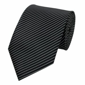 Fabio Farini Krawatte gestreifte Herren Schlips in 6cm oder 8cm Breite (ohne Box, Gestreift) Schmal (6cm), Schwarz/feine weiße Streifen