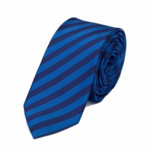 Fabio Farini Krawatte gestreifte Herren Schlips in 6cm oder 8cm Breite (ohne Box, Gestreift) Schmal (6cm), Stahlblau/Navyblau