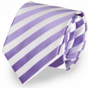 Fabio Farini Krawatte gestreifte Herren Schlips in 6cm oder 8cm Breite (ohne Box, Gestreift) Schmal (6cm), Violett/Weiß