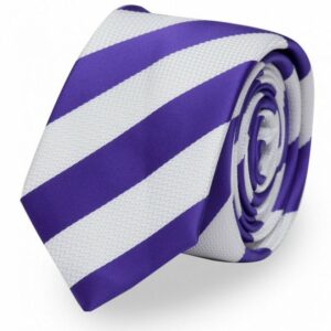 Fabio Farini Krawatte gestreifte Herren Schlips in 6cm oder 8cm Breite (ohne Box, Gestreift) Schmal (6cm), Weiß/Violett