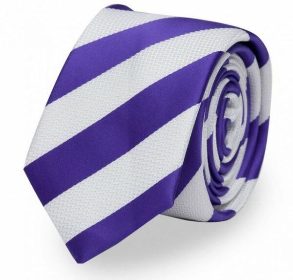 Fabio Farini Krawatte gestreifte Herren Schlips in 6cm oder 8cm Breite (ohne Box, Gestreift) Schmal (6cm), Weiß/Violett