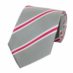Fabio Farini Krawatte verschiedenfarbige Herren Schlips in 8cm (ohne Box, Gestreift) Breit (8cm), Silver/Hummingbird Pink/December Dawn
