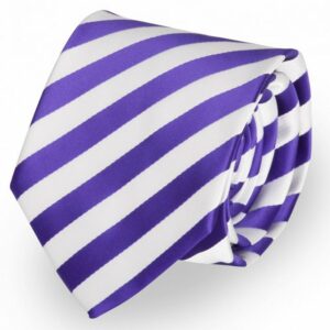 Fabio Farini Krawatte verschiedenfarbige Herren Schlips in 8cm (ohne Box, Gestreift) Breit (8cm), Weiß/Violett