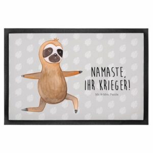 Fußmatte Faultier Yoga - Grau Pastell - Geschenk, Vorleger, Meditation, Fußab, Mr. & Mrs. Panda, Höhe: 0.6 mm