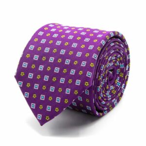 Krawatten Seiden Krawatte mit Quadr. und Blüten one-size