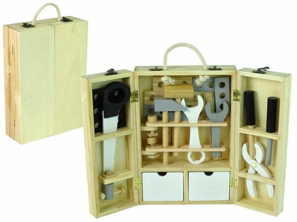 LEAN Toys Spielwerkzeug LEANToys Werkstatt im Koffer Holz Werkzeuge