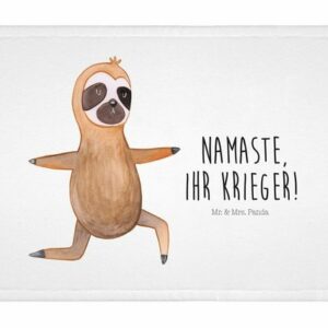 Mr. & Mrs. Panda Handtuch Faultier Yoga - Weiß - Geschenk, Atmung, Namaste, Faultier Deko, Yog, (1-St)