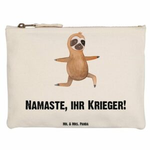 Mr. & Mrs. Panda Kosmetiktasche Faultier Yoga - Weiß - Geschenk, Faultiere, Namaste, Faultier Gesche (1-tlg)