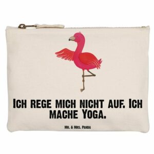 Mr. & Mrs. Panda Kosmetiktasche Flamingo Yoga - Weiß - Geschenk, Schlamperetui, Yoga-Übung, Baum, Sti (1-tlg)