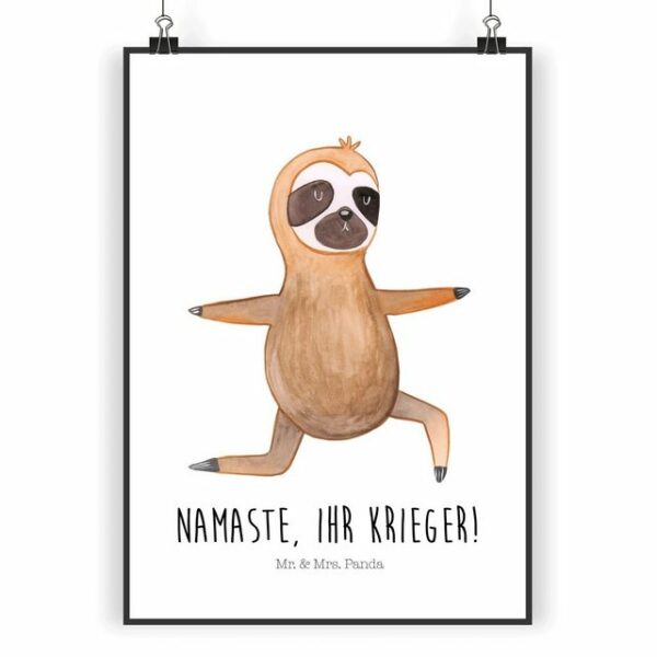 Mr. & Mrs. Panda Poster DIN A3 Faultier Yoga - Weiß - Geschenk, Wanddekoration, Posterdruck, Faultier Yoga (1 St)