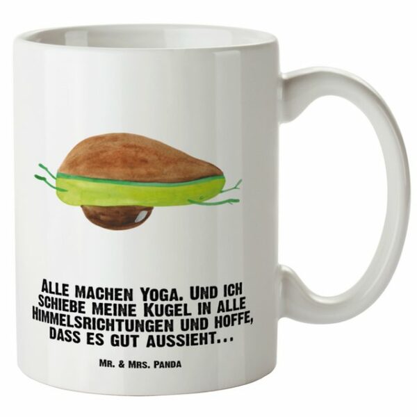 Mr. & Mrs. Panda Tasse Avocado Yoga - Weiß - Geschenk, Avocado Yoga Vegan, XL Becher, Humor, XL Tasse Keramik