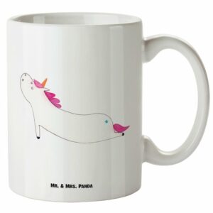 Mr. & Mrs. Panda Tasse Einhorn Yoga - Weiß - Geschenk, süß, lustig, Groß, Unicorn, Jumbo Tas, XL Tasse Keramik