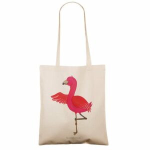 Mr. & Mrs. Panda Tragetasche Flamingo Yoga - Transparent - Geschenk, Vogel, Beuteltasche, Rosa, Yo (1-tlg)
