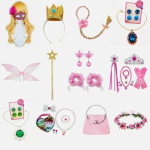 Peach Princess Accessories Crown Wand Gloves Earrings Necklace Wing Kids For Children Halloween Cosplay Costume Girls Party