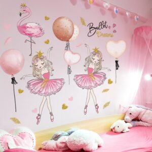[Shijuekongjian] Ballett Mädchen Tänzer Wand Aufkleber DIY Cartoon Luftballons Wand Abziehbilder für