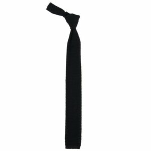 VAMENIA - Handmade in Germany Krawatte Seidenstrick-Krawatte aus schwarzem Seidentrikot