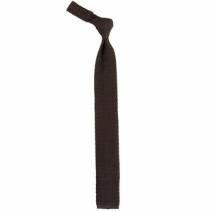 VAMENIA - Handmade in Germany Krawatte Seidenstrickkrawatte aus dunkelbraunem Seidentrikot