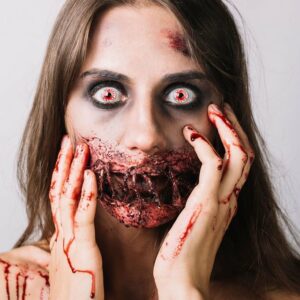 aricona Farblinsen Farbige Kontaktlinsen Halloween Zombie Kostüm in Rot Fasching Vampir, Ohne Stärke, 2 Stück