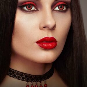 aricona Farblinsen Rote Farbige Halloween Kontaktlinsen Rot Kostüm Zombie Vampir Fasching Karneval, ohne Stärke, 2 Stück