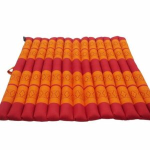 my Hamam Yogakissen Zabuton Yoga Meditationsmatte rollbar rot-orange, angenehm weich, unterstützend, orientalisches Muster 69x78x4.5 cm