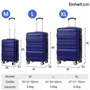 Flieks Trolleyset, 4 Rollen, (3 tlg), Hartschalen Trolley Handgepäck Koffer Set Reisekoffer Erweiterung