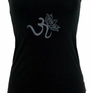 Guru-Shop T-Shirt Yoga-Top aus Bio-Baumwolle OM - schwarz Festival, Ethno Style, alternative Bekleidung