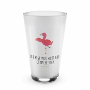 Mr. & Mrs. Panda Glas Flamingo Yoga - Transparent - Geschenk, Yoga-Übung, Latte Macchiato, Premium Glas
