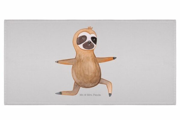 Mr. & Mrs. Panda Handtuch Faultier Yoga - Grau Pastell - Geschenk, Kinder, Atmung, Handtuch, F, (1-St)