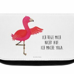 Mr. & Mrs. Panda Kosmetiktasche Flamingo Yoga - Weiß - Geschenk, Namaste, Kosmetikbeutel, Schminktasc (1-tlg)