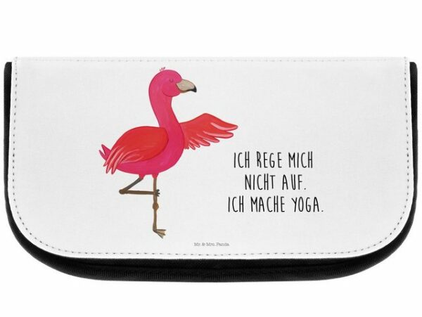 Mr. & Mrs. Panda Kosmetiktasche Flamingo Yoga - Weiß - Geschenk, Namaste, Kosmetikbeutel, Schminktasc (1-tlg)