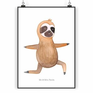Mr. & Mrs. Panda Poster DIN A3 Faultier Yoga - Weiß - Geschenk, Yogaübungen, Küchenposter, G, Faultier Yoga (1 St)