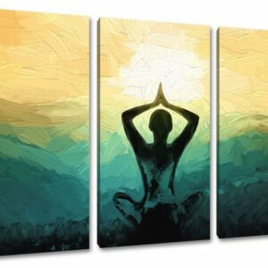 Pixxprint Leinwandbild Yoga und Meditation, Yoga und Meditation 3Teiler (120x80cm) (1 St), Leinwandbild fertig bespannt, inkl. Zackenaufhänger