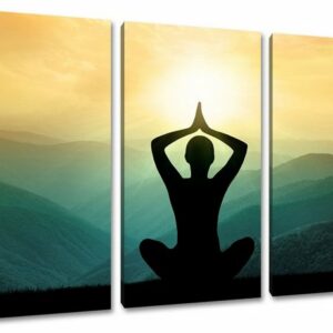 Pixxprint Leinwandbild Yoga und Meditation, Yoga und Meditation 3Teiler (120x80cm) (1 St), Leinwandbild fertig bespannt, inkl. Zackenaufhänger