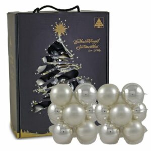 RIFFELMACHER & WEINBERGER Weihnachtsbaumkugel Glas Christbaumkugeln im Koffer (24 Stück) Ø 6 cm - Matt und Glänzend