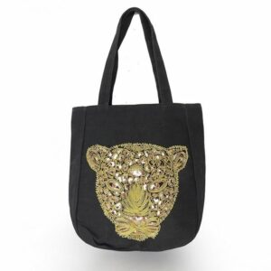 Sonia Originelli Umhängetasche Shopper Pailetten "Löwe" Canvas Trend Dschungel, kleine Innentasche mit Reißverschluss