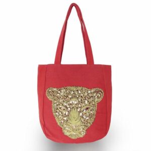 Sonia Originelli Umhängetasche Shopper Pailetten "Löwe" Canvas Trend Dschungel, kleine Innentasche mit Reißverschluss
