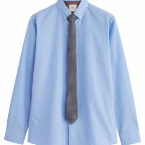 Next Langarmhemd Slim-Fit-Hemd mit Sportmanschetten und Krawatte (2-tlg)
