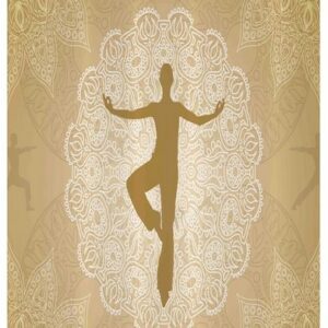 Abakuhaus Duschvorhang Badezimmer Deko Set aus Stoff mit Haken Breite 120 cm, Höhe 180 cm, Yoga Mandala Man Posture