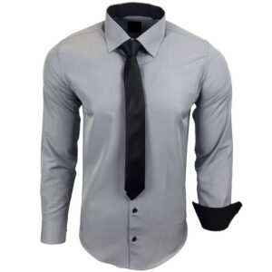 Baxboy Langarmhemd Baxboy Langarmhemd Hemd mit Krawatte im Set (2-tlg)