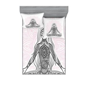 Bettwäsche bedrucktes 3-teiliges Bettwäscheset, Abakuhaus, Microfaser, Yoga Meditation Lotus Mandala